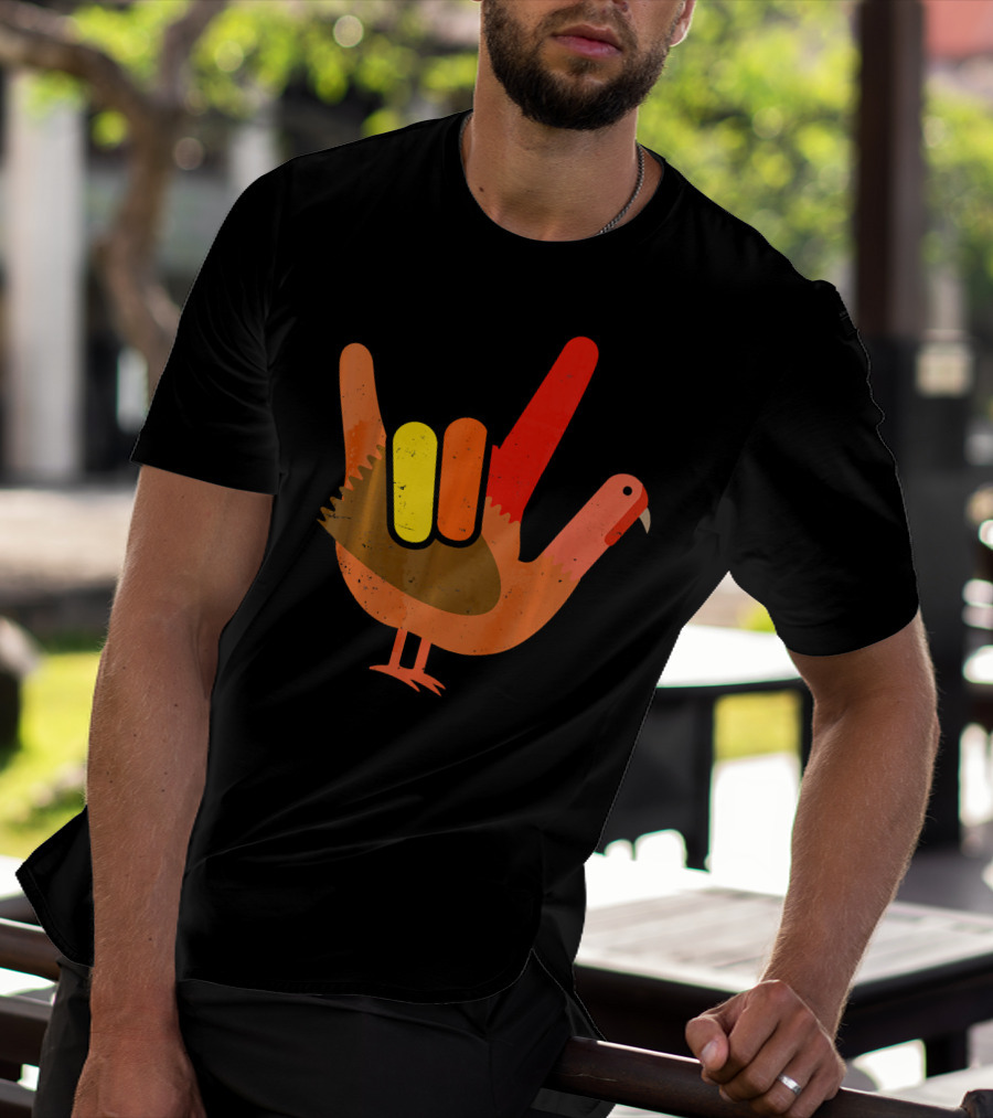 Thanksgiving Turkey American Sign Language Humor T-Shirt
