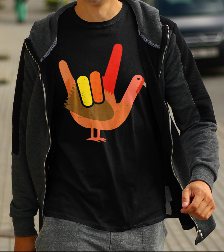 Thanksgiving Turkey American Sign Language Humor T-Shirt
