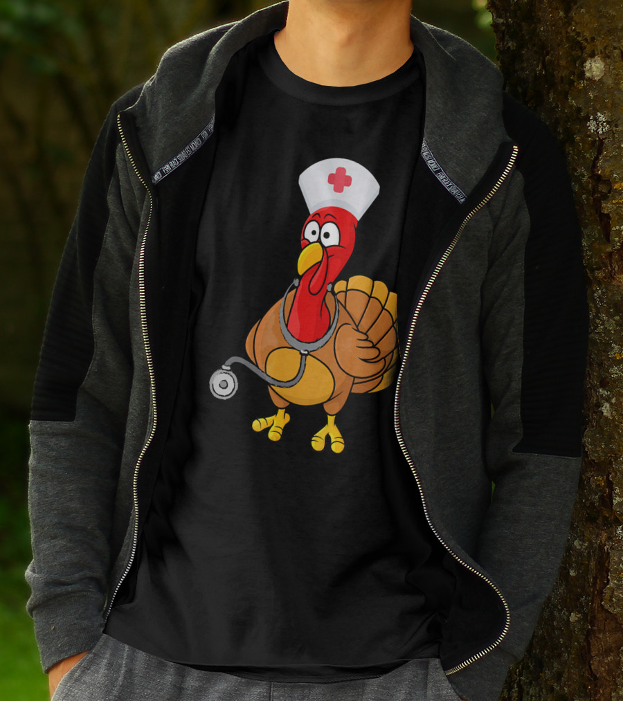 Funny Nurse Turkey For Nurses Thanksgiving T-Shirt