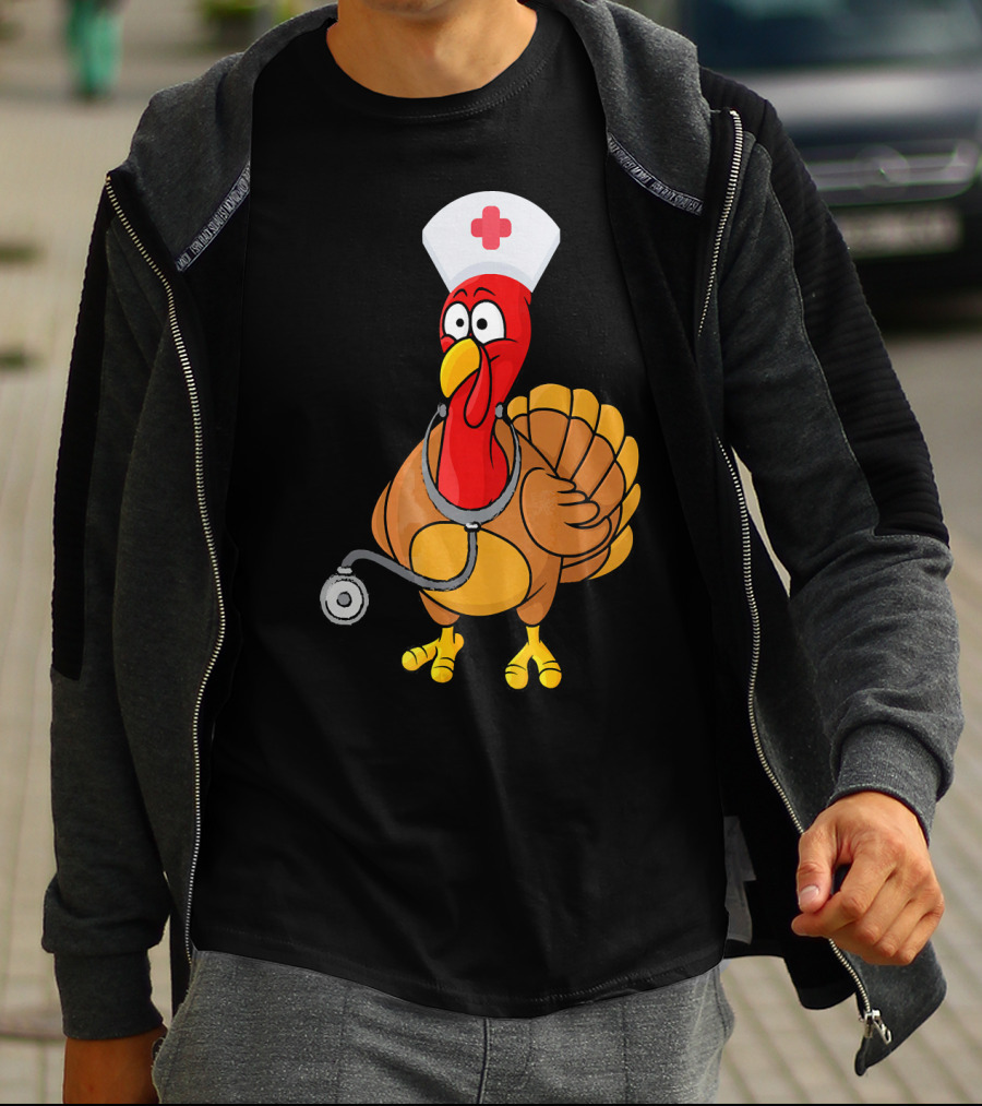 Funny Nurse Turkey For Nurses Thanksgiving T-Shirt