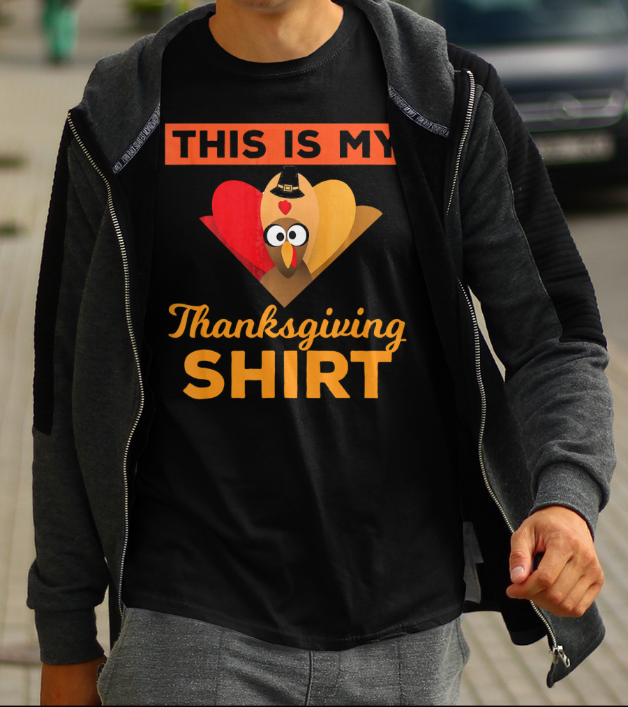 This Is My Thanksgiving Shirt Funny Runaway Turkey T-Shirt