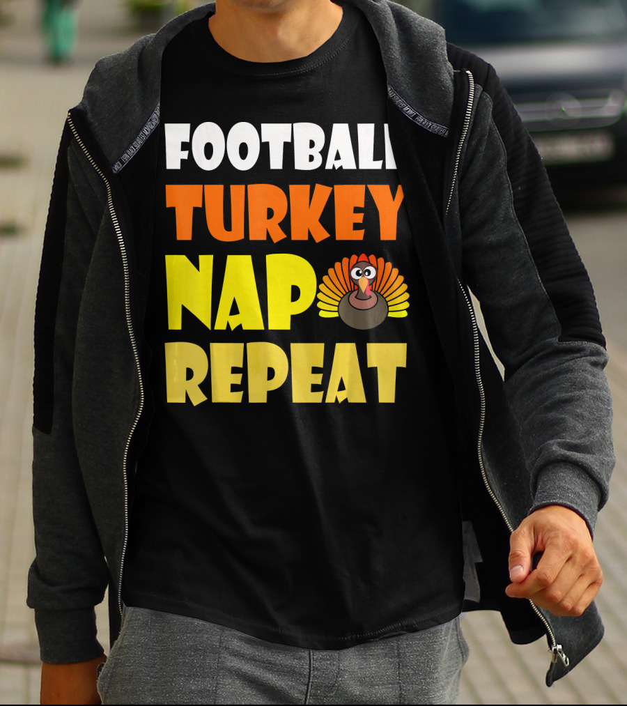 Football Turkey Nap Repeat Thanksgiving Enthusiast T-Shirt