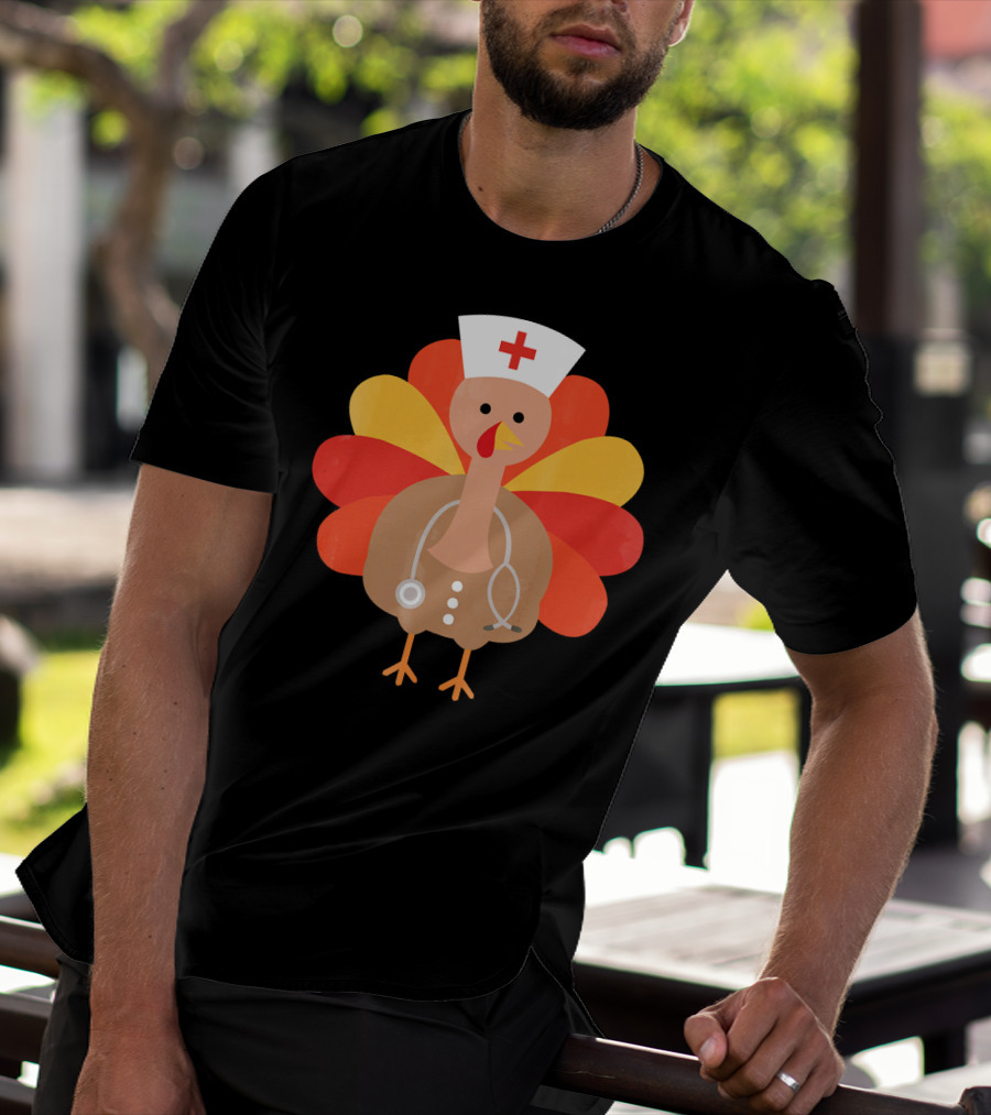 Thanksgiving Nurse Turkey With Stethoscope Cool T-Shirt