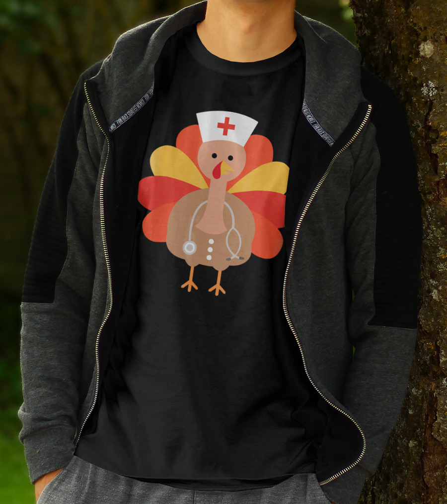 Thanksgiving Nurse Turkey With Stethoscope Cool T-Shirt
