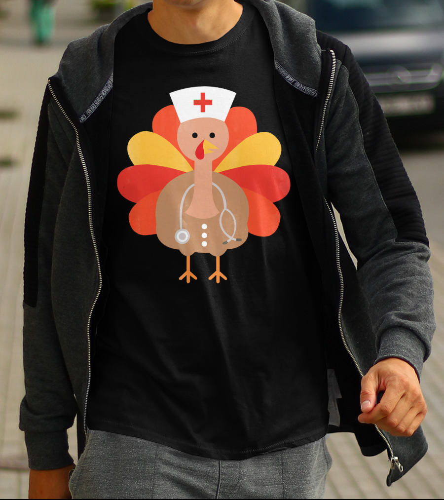 Thanksgiving Nurse Turkey With Stethoscope Cool T-Shirt