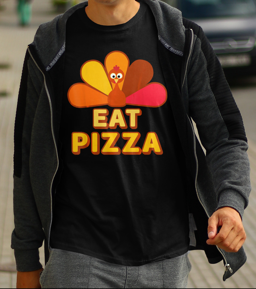 Funny Turkey Eat Pizza Thanksgiving Humor T-Shirt