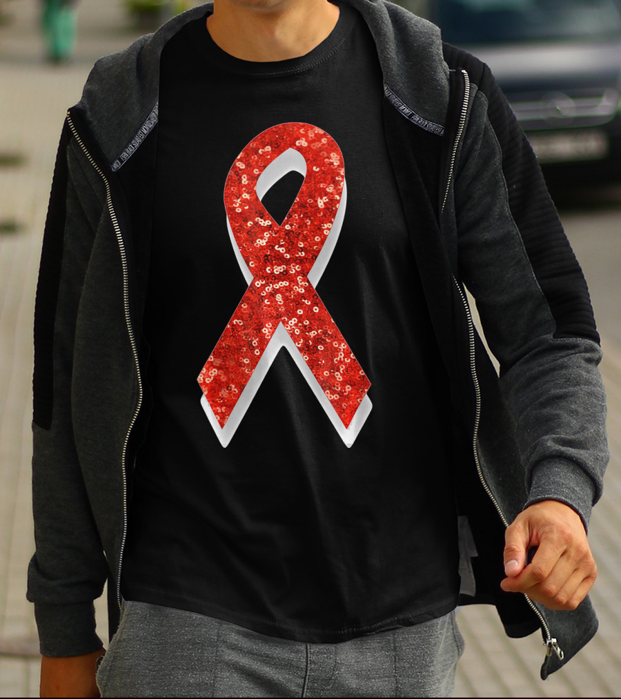 AIDS Awareness Red Ribbon Sequin T-Shirt