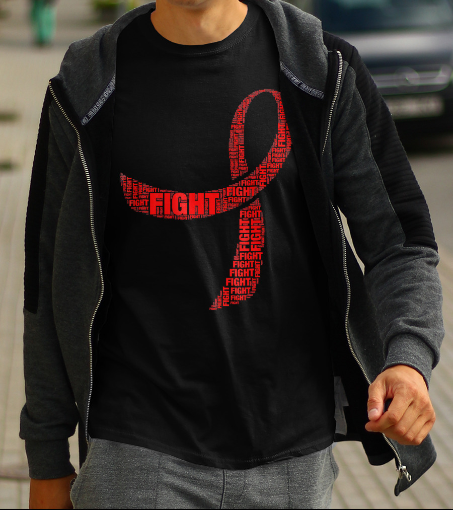 FIGHT Red Ribbon HIV AIDS Awareness T-Shirt