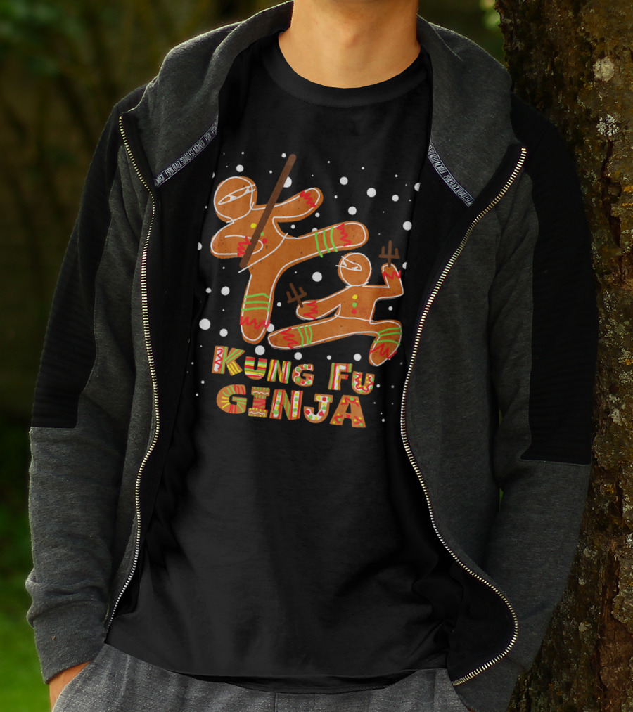 Kung Fu Ginja Gingerbread Ninja Holiday Fight T-Shirt