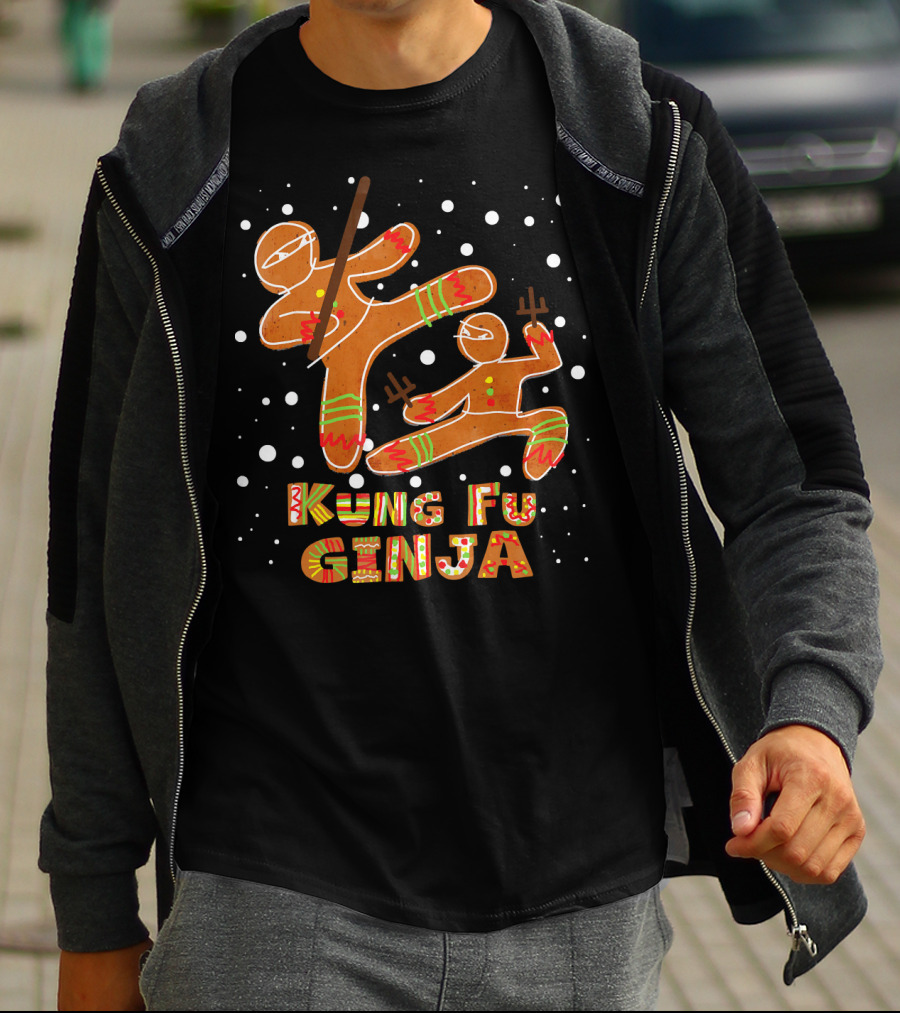 Kung Fu Ginja Gingerbread Ninja Holiday Fight T-Shirt