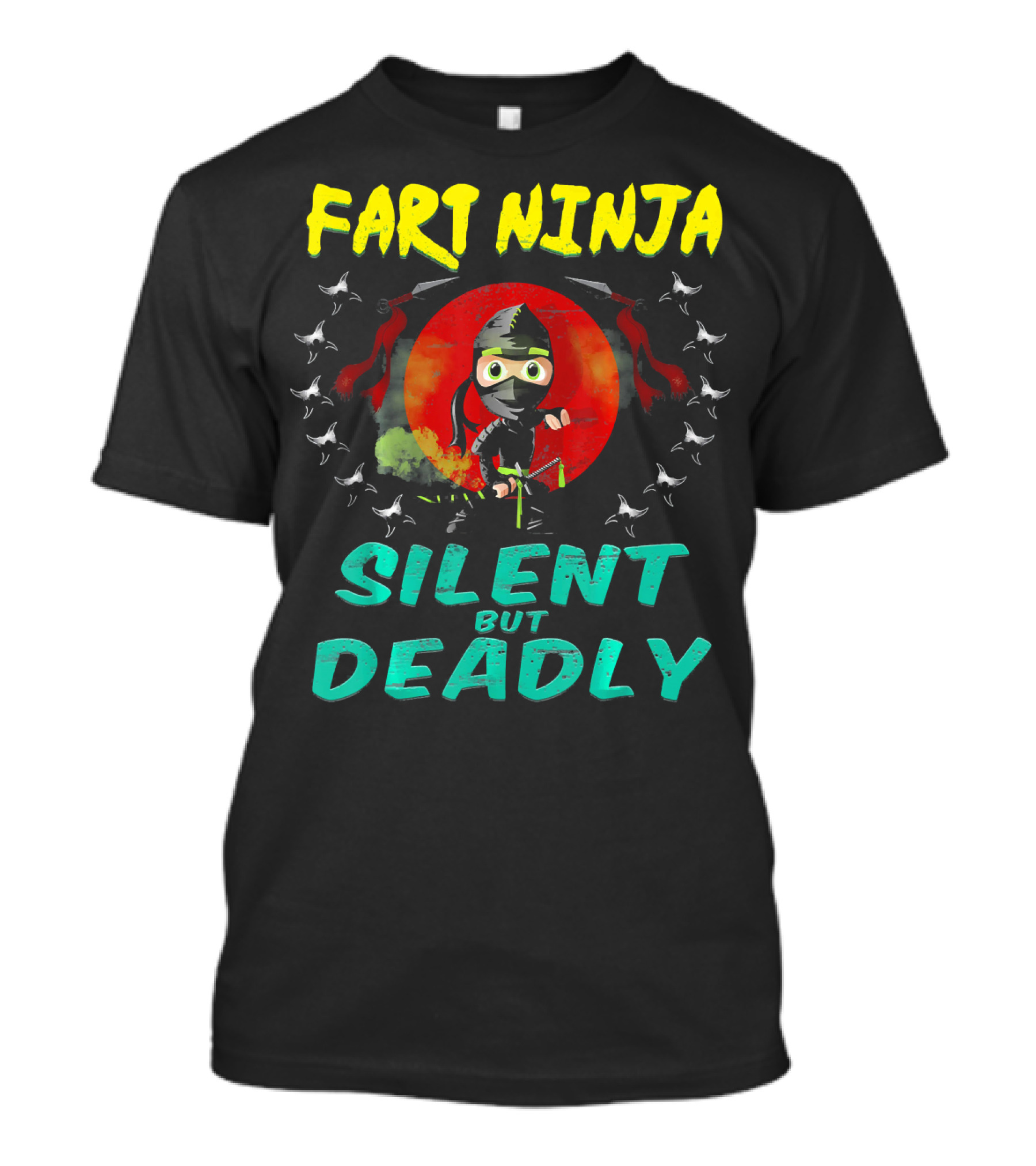 Fart Ninja Silent But Deadly With Funny Ninja In Red Circle T-Shirt