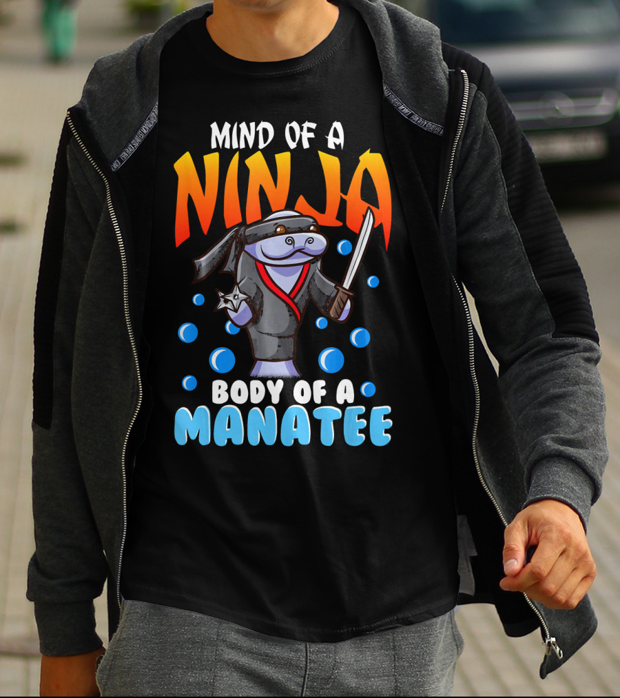 Ninja Manatee Mind Body Joke Quote Chubby Funny T-Shirt