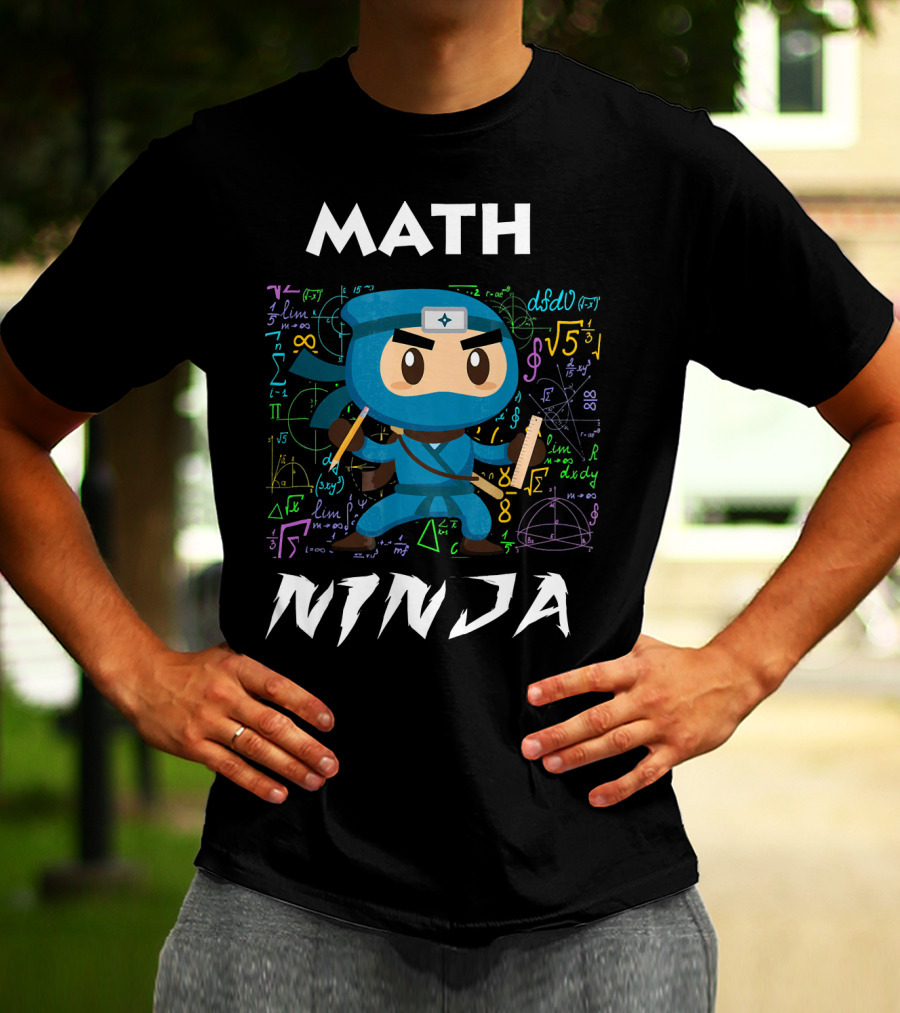 Math Ninja Dark With Equations And Symbols T-Shirt