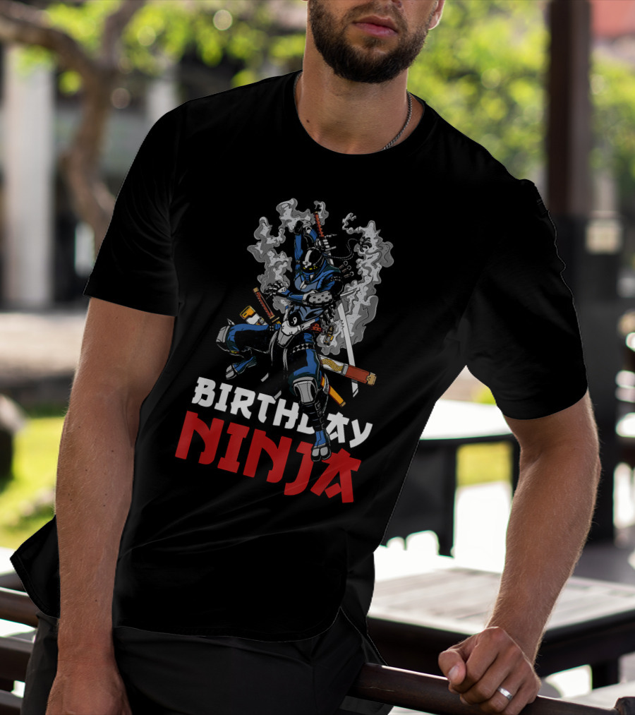 Birthday Ninja Samurai Robot Martial Warrior T-Shirt
