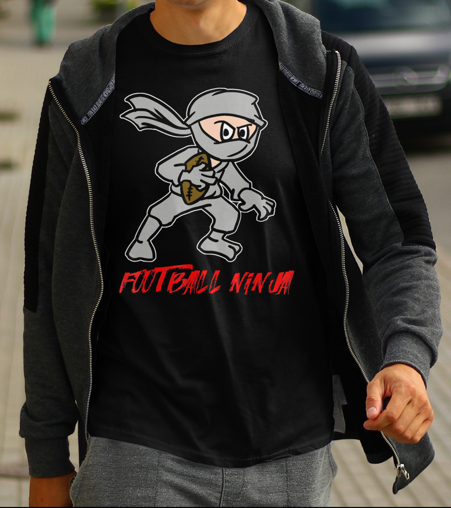 Football Ninja Funny Sport Game League Ninja Holding Football T-Shirt