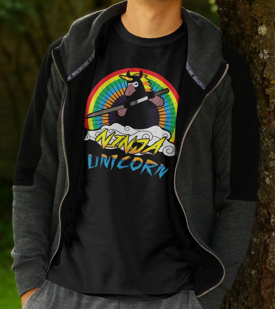 Ninja Unicorn Rainbow Samurai T-Shirt