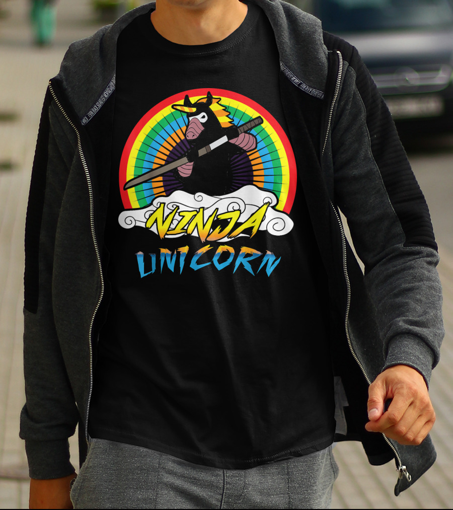 Ninja Unicorn Rainbow Samurai T-Shirt
