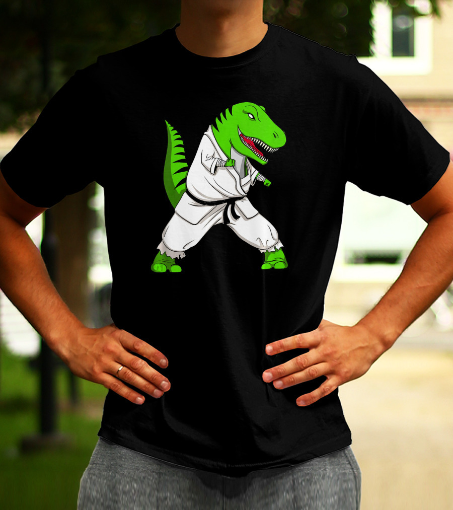 T Rex Dinosaur Karate Ninja Martial Arts Gi T-Shirt