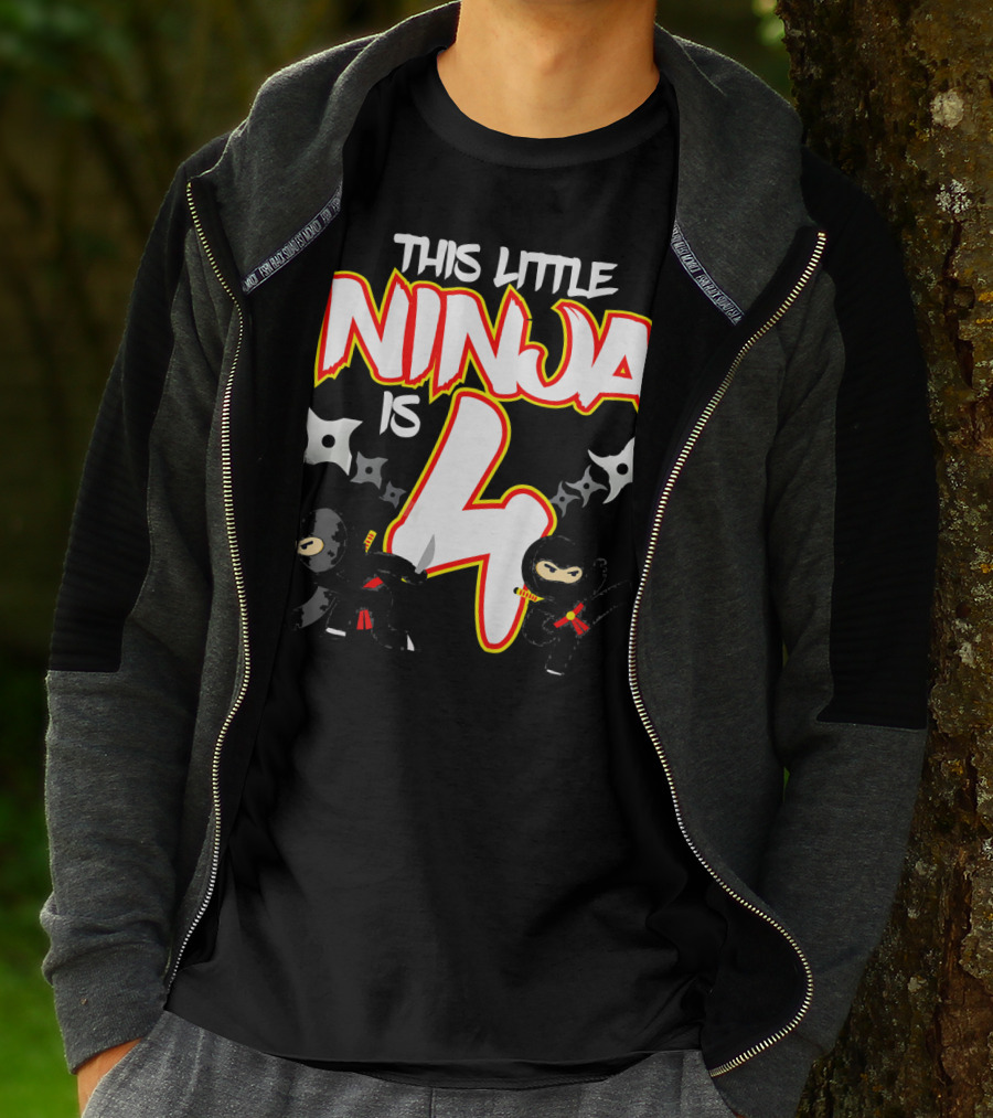 This Little Ninja Is 4 Year Old Birthday Party T-Shirt