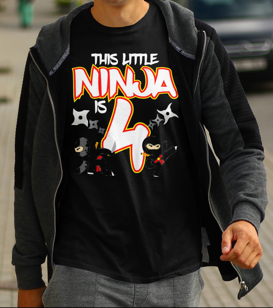 This Little Ninja Is 4 Year Old Birthday Party T-Shirt
