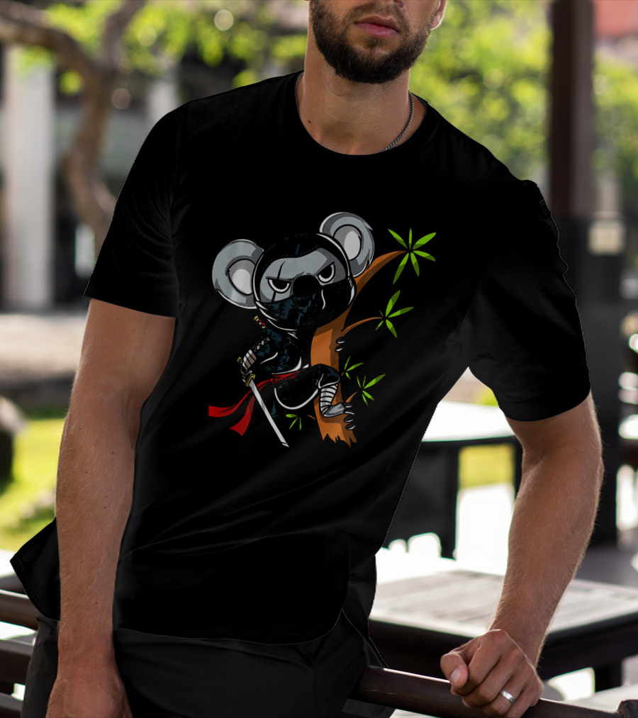 Koala Bear Ninja Samurai With Sword In Tree T-Shirt