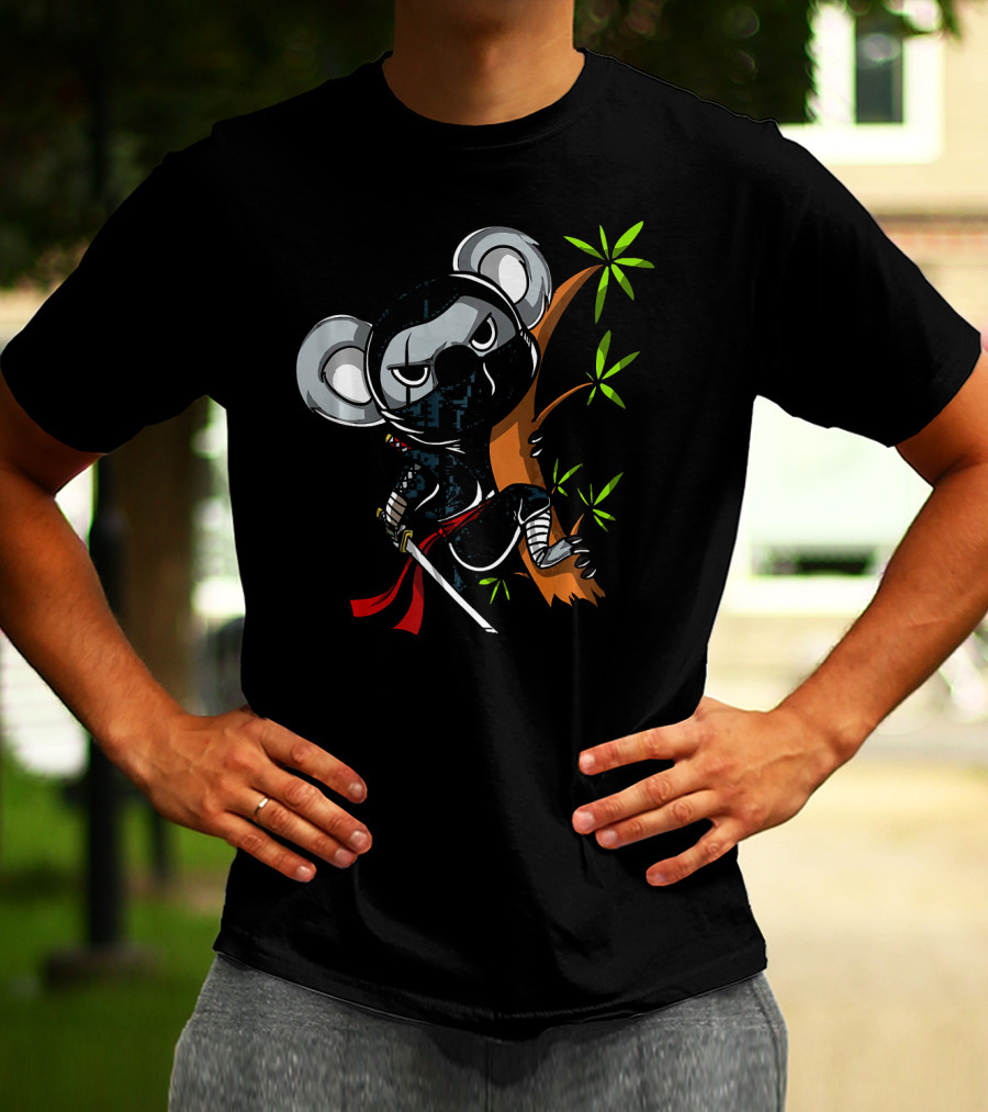 Koala Bear Ninja Samurai With Sword In Tree T-Shirt