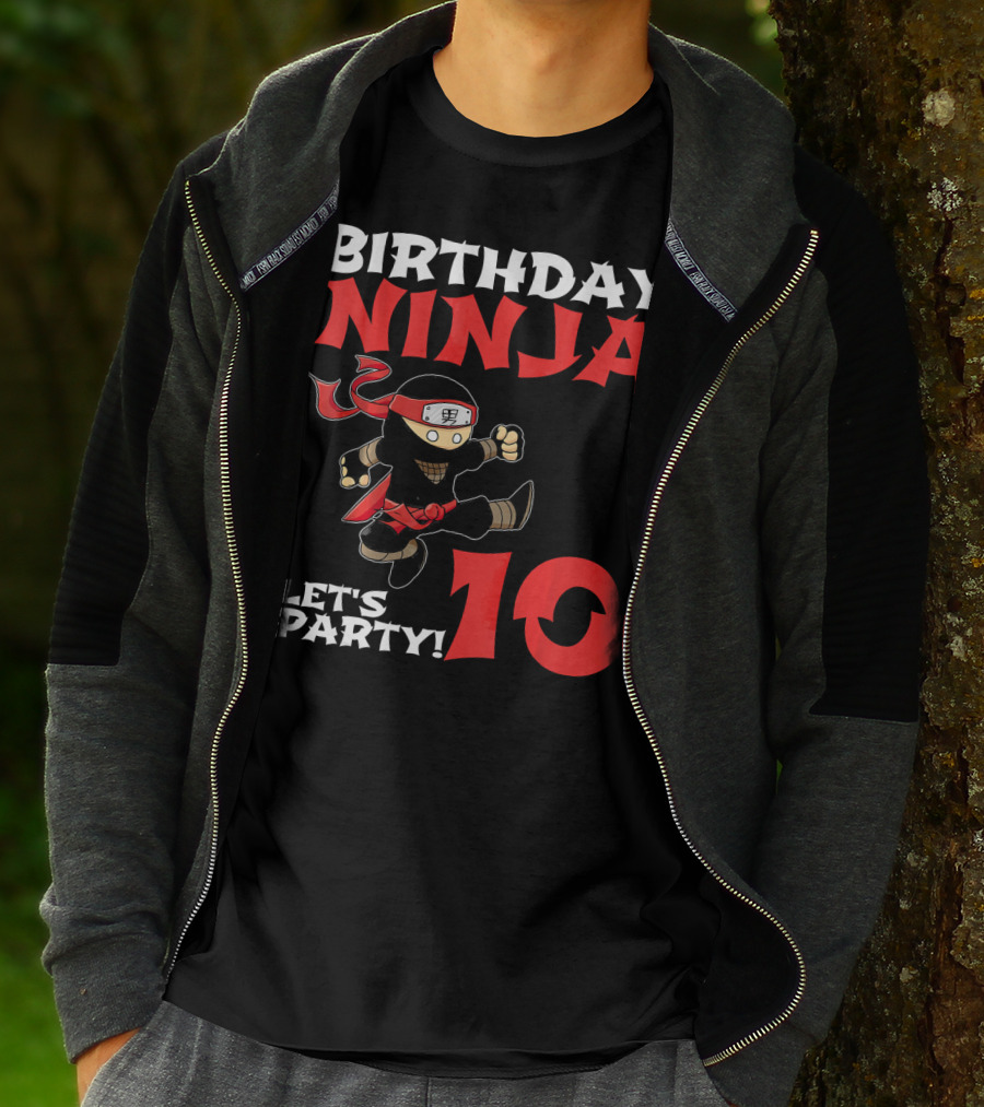 Birthday Ninja Let's Party 10 Year Old T-Shirt