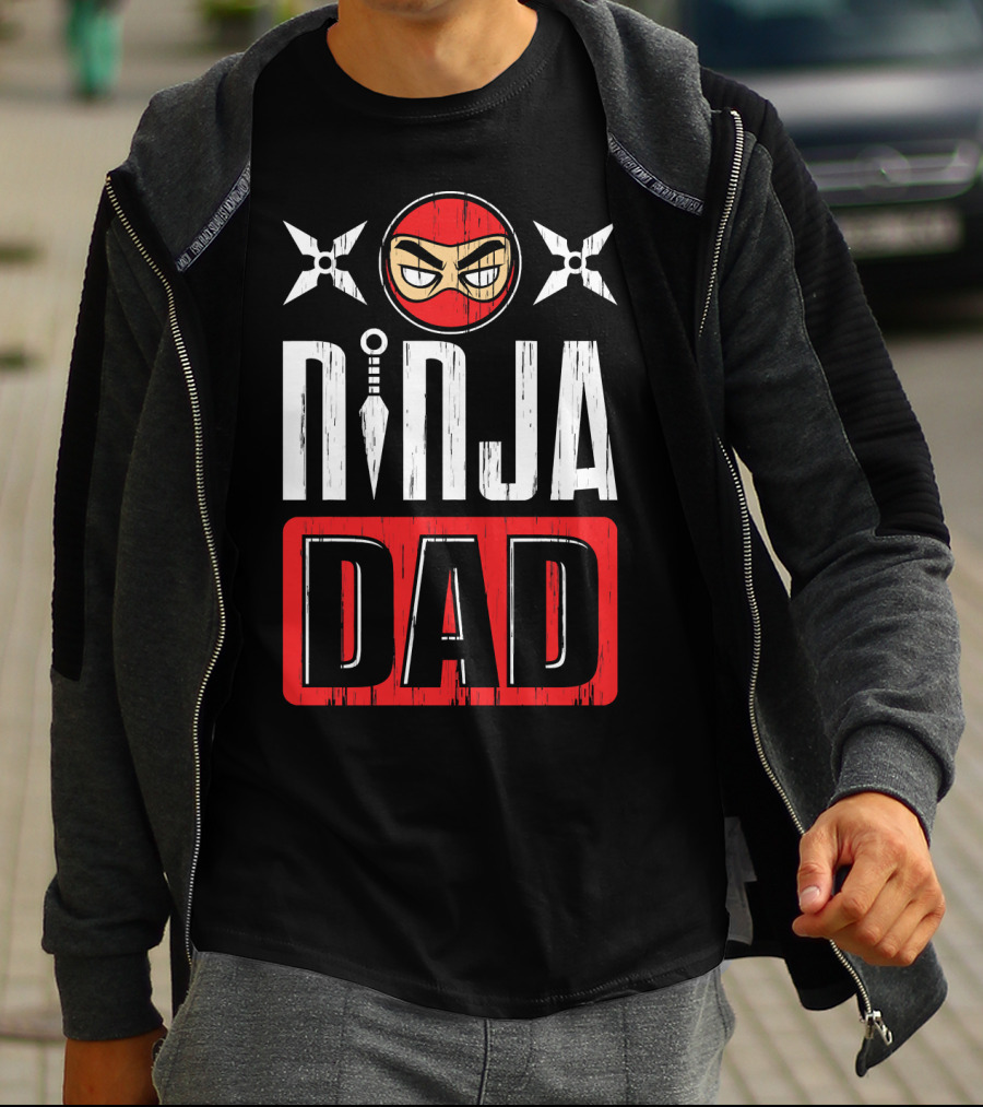 Ninja Dad Daddy Ninjas Stealthy Warrior Father Shuriken Mask T-Shirt