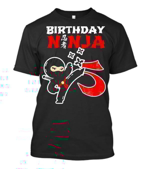 Birthday Ninja Kicking 5th T-Shirt