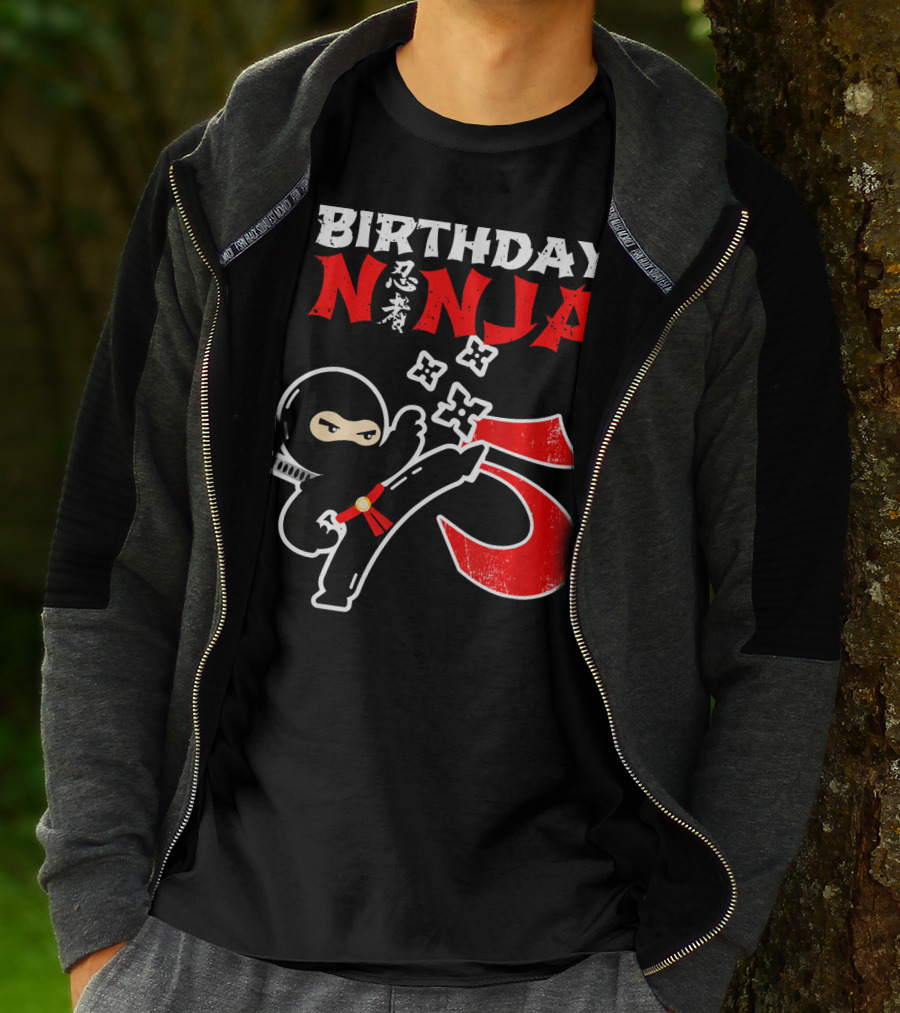Birthday Ninja Kicking 5th T-Shirt