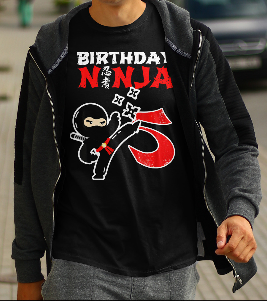 Birthday Ninja Kicking 5th T-Shirt