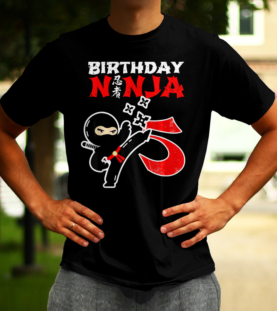 Birthday Ninja Kicking 5th T-Shirt