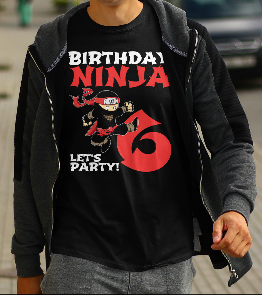 Birthday Ninja 6 Let's Party T-Shirt