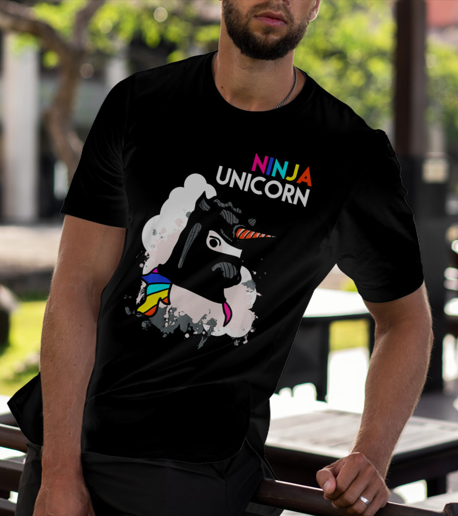 Ninja Unicorn Funny Cool Martial Arts Rainbow Scarf T-Shirt
