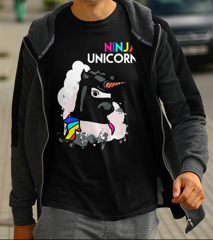 Ninja Unicorn Funny Cool Martial Arts Rainbow Scarf T-Shirt