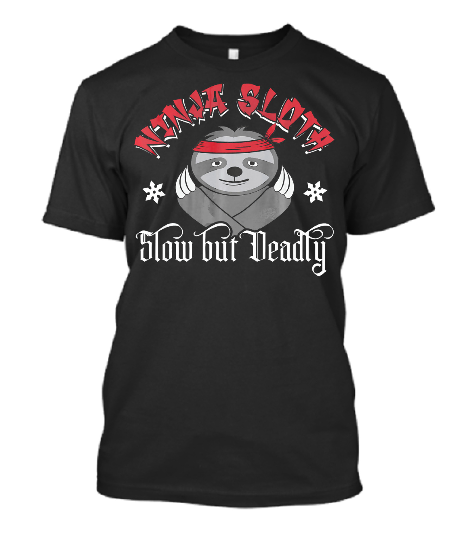 Ninja Sloth Slow But Deadly Funny Sloth Combat T-Shirt