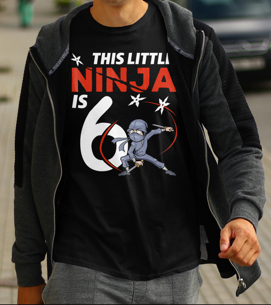 This Little Ninja Is 6 Years Old With Shuriken Warrior And Mask T-Shirt