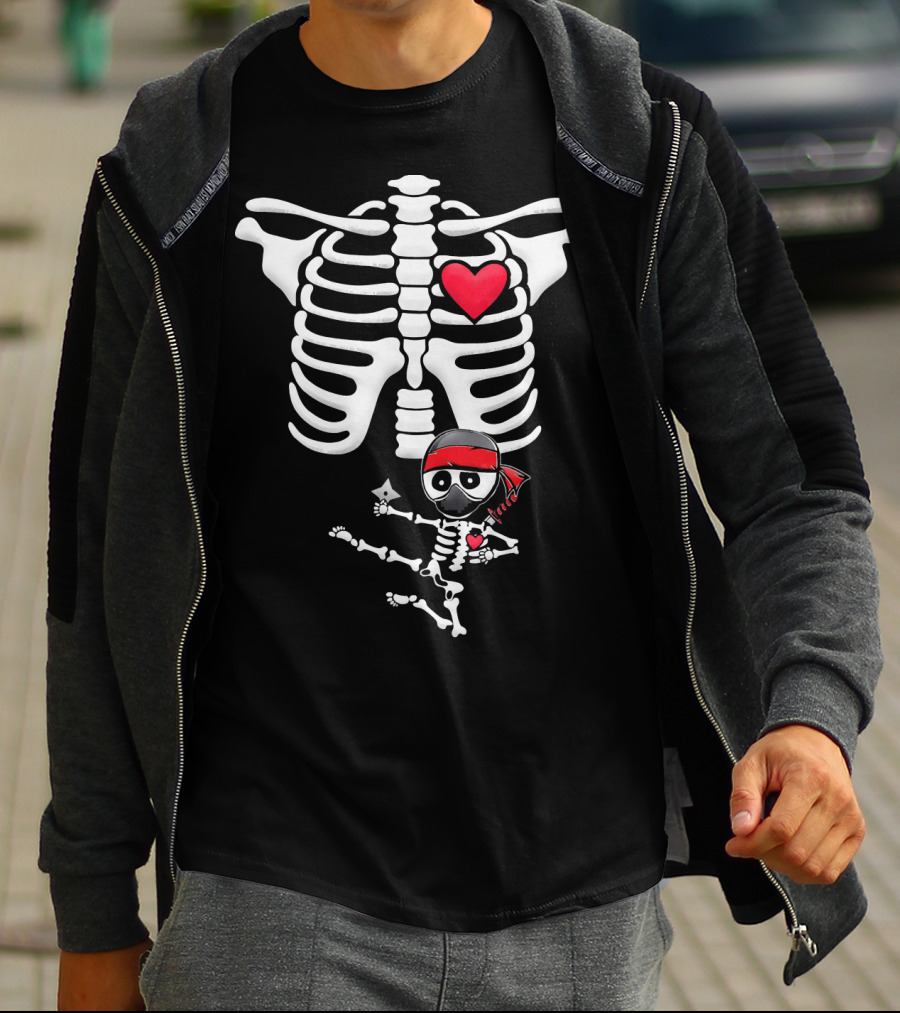 Maternity Baby Skeleton Ninja Heart Costume T-Shirt