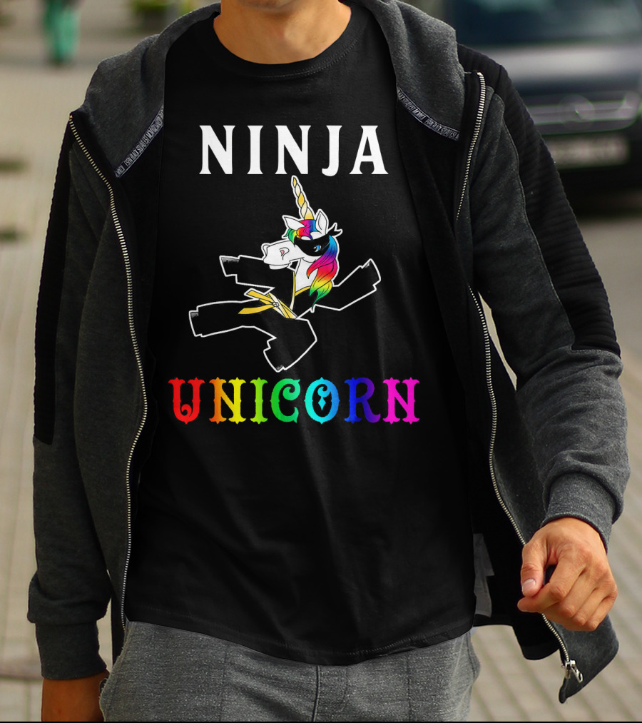 Ninja Unicorn Rainbow Anim T-Shirt