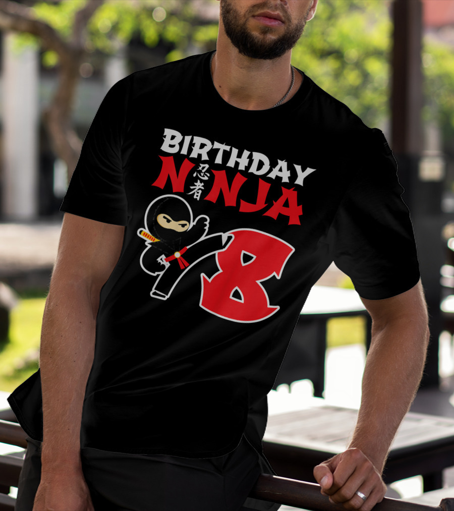 Birthday Ninja 8 Year Old Ninja Kanji T-Shirt