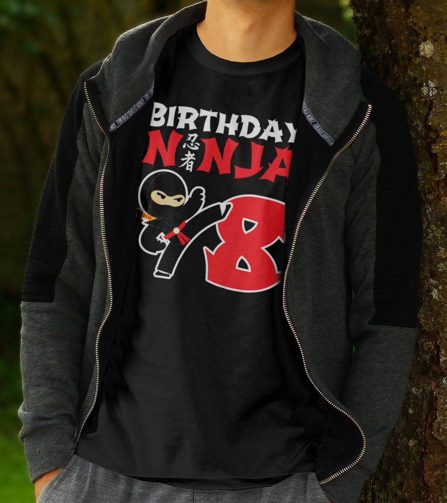 Birthday Ninja 8 Year Old Ninja Kanji T-Shirt