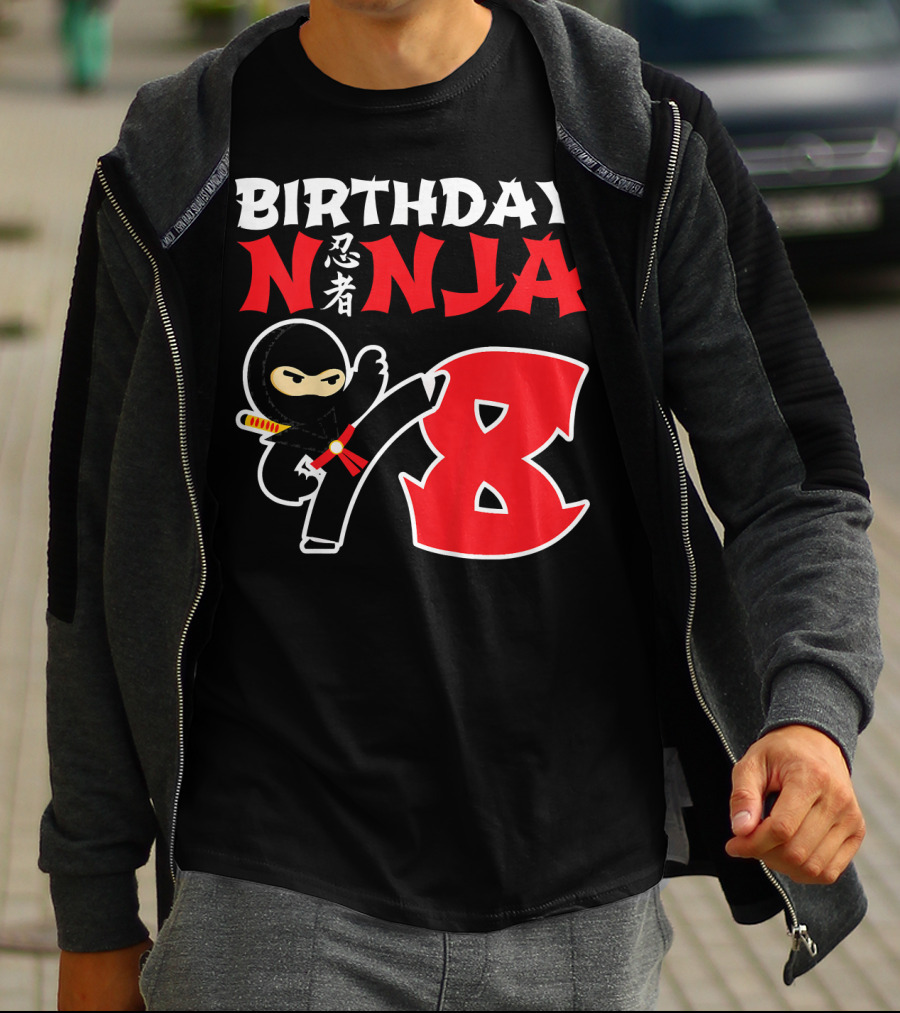 Birthday Ninja 8 Year Old Ninja Kanji T-Shirt