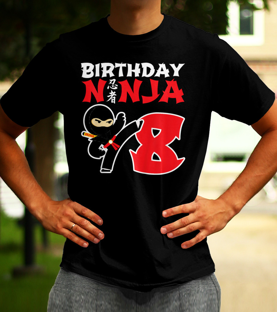 Birthday Ninja 8 Year Old Ninja Kanji T-Shirt