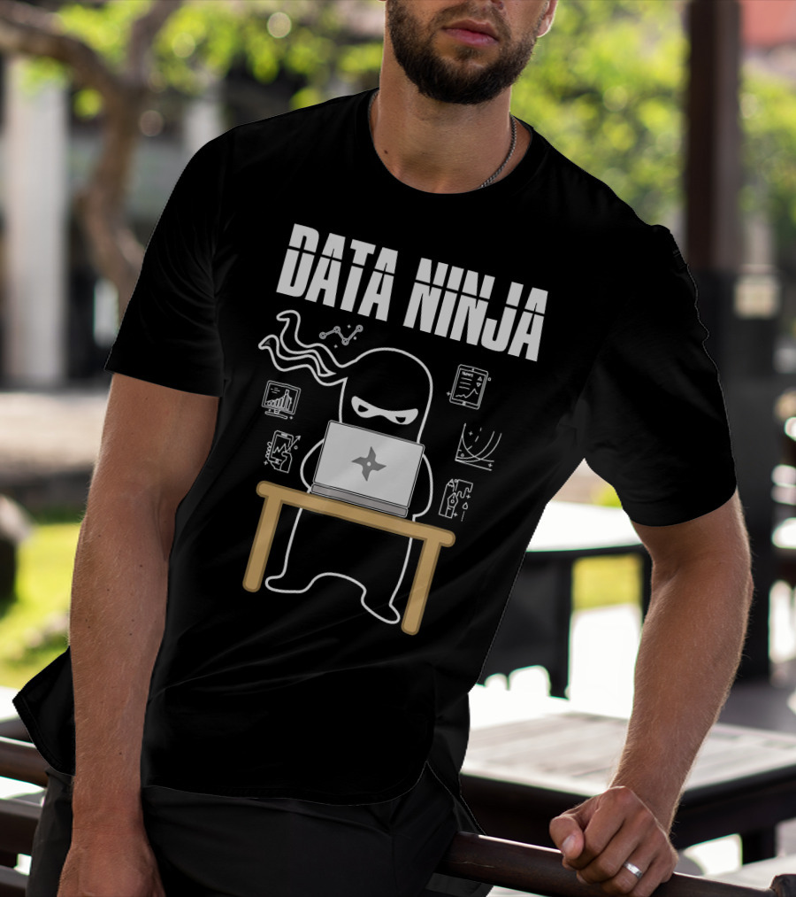 Data Ninja Analyst At Work With Laptop And Graphs T-Shirt