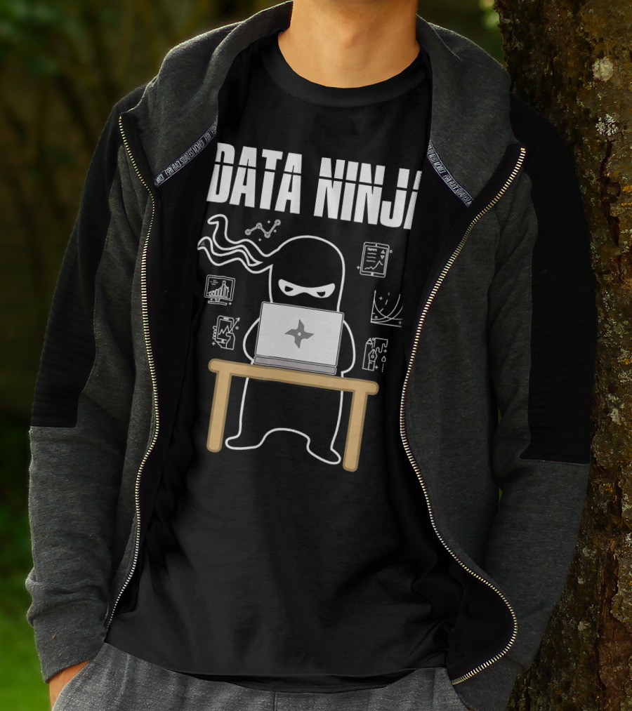 Data Ninja Analyst At Work With Laptop And Graphs T-Shirt