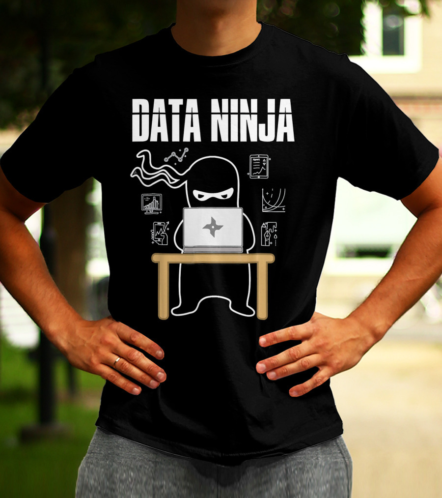 Data Ninja Analyst At Work With Laptop And Graphs T-Shirt