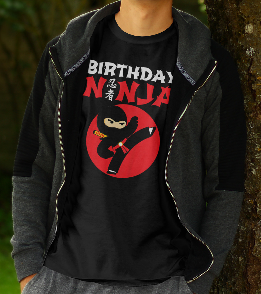 Birthday Ninja Kicking Action Kids Party T-Shirt