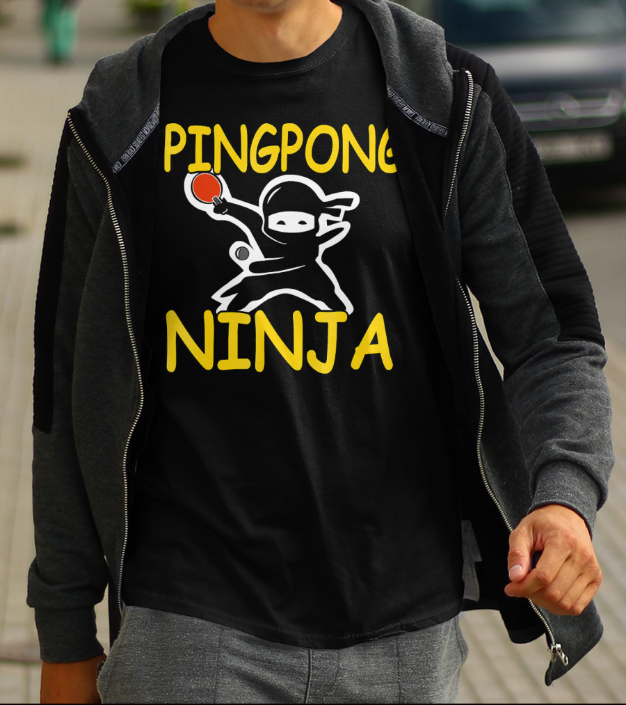 PINGPONG NINJA Action Pose With Table Tennis Paddle T-Shirt