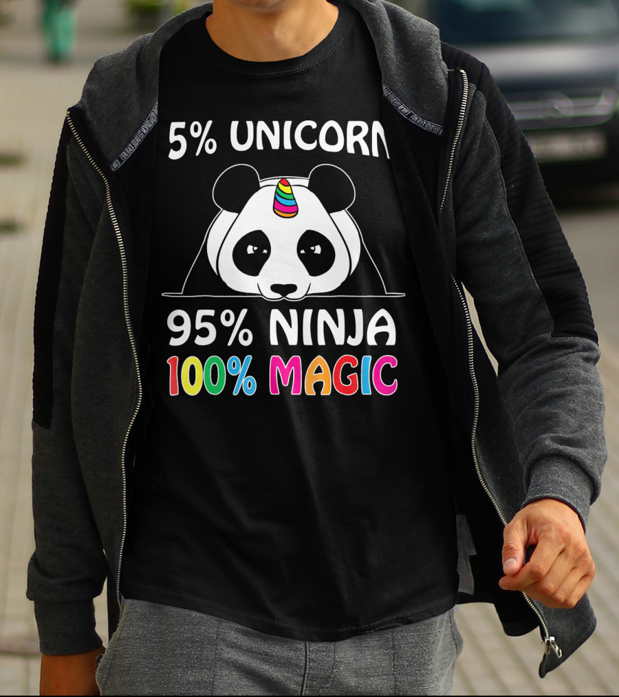 5% Unicorn 95% Ninja 100% Magic Pandicorn Panda Ninja Unicorn T-Shirt