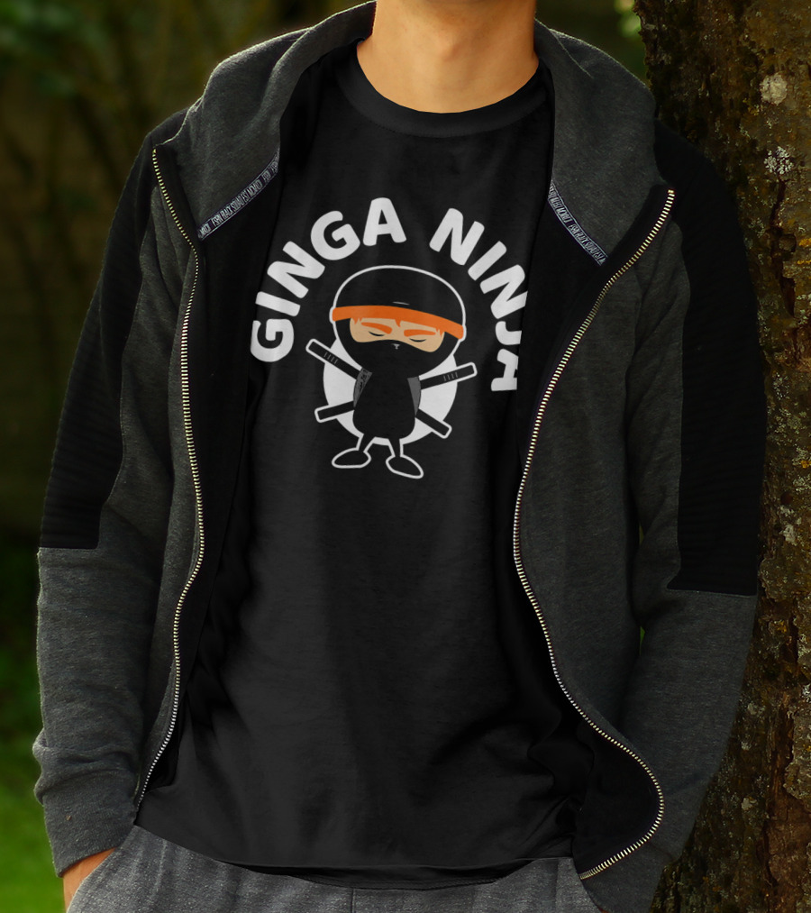Ginga Ninja Red Hair Ninja With Crossed Swords T-Shirt